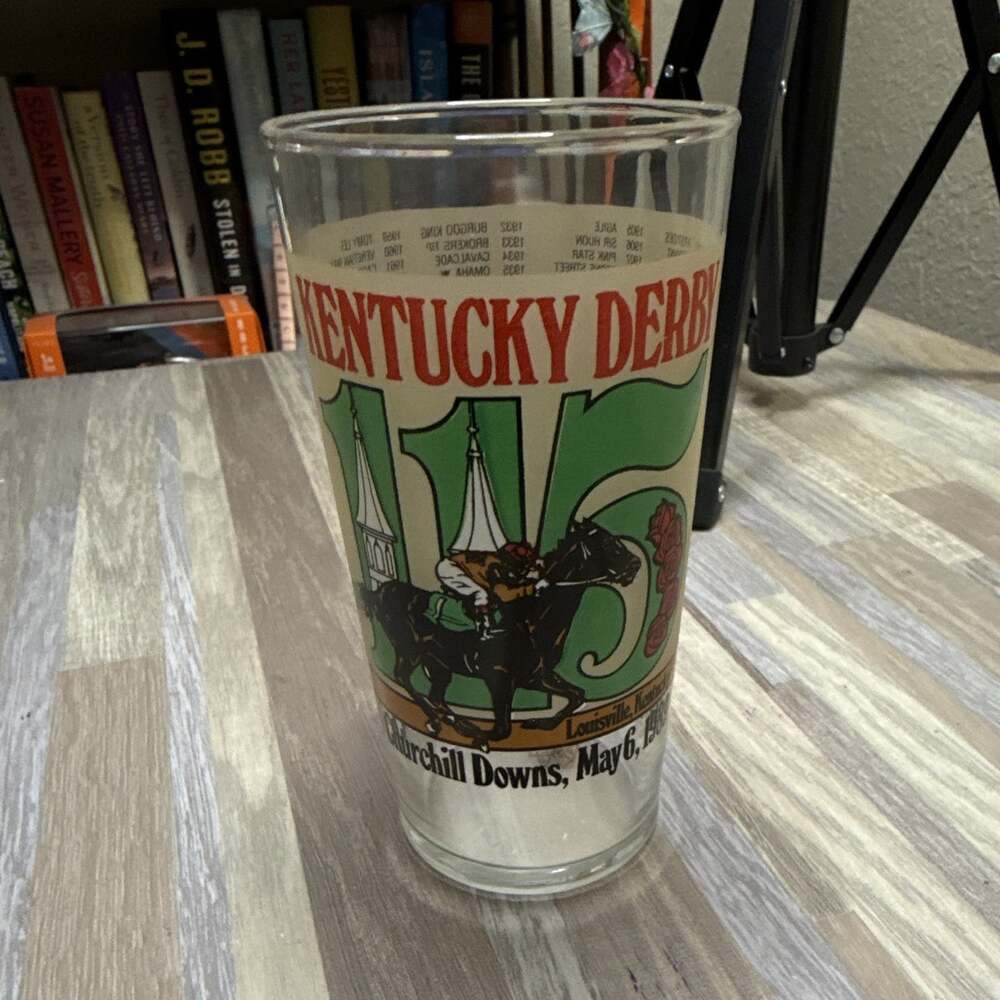 1989 Kentucky Derby 115 Mint Julep Glass Churchill Downs Vintage Horse Racing